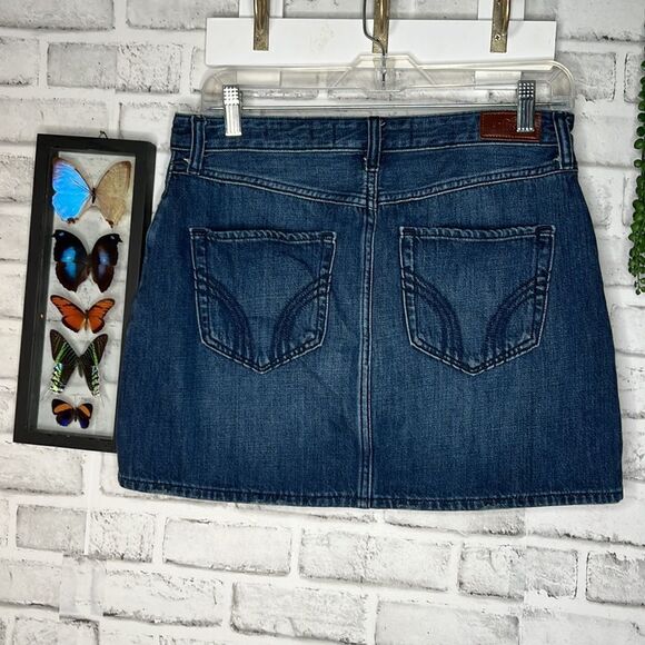 Hollister Hi Rise Cotton Skirt Floral Embroidery Jean Skirt Boho Hippie 9/29 - Picture 3 of 7